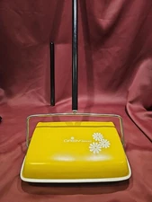 Vintage Bissell Daisy Yellow Push Manual Sweeper  Vacuum from the 70s