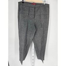 Oscar de la Renta Women's Grey Silk-Linen Casual Pull-On Trousers Size 16