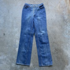 70's Vintage Levi's Hi Waist Flare Jeans Fitted Women' Size 11 29x33 Orange Tab