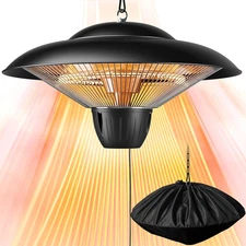 1500W Electric Infrared Patio Heater – Hanging, Waterproof, Black