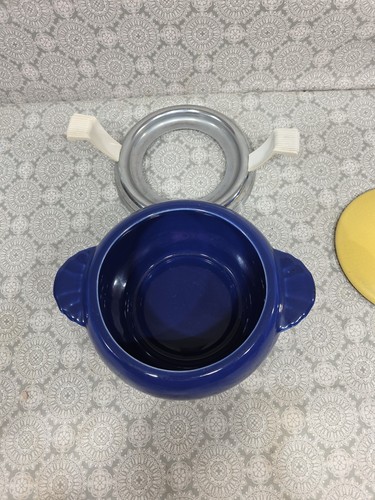 Vintage Porzellan Keramik Kasserolle Suppenterrine Schale mit Silber Halter Schüssel Deckel - Bild 5 von 9