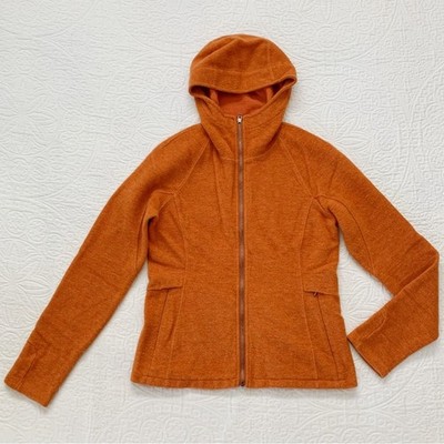 Ibex Made in USA Women's Merino Wool Zip-Up Hoodie, Orange
