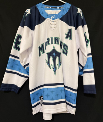 Champro Mariners Mens Medium Custom Blue White Hockey Jersey #48 Winnick
