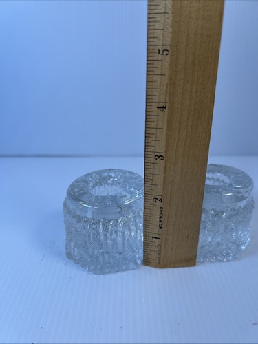 PAIR OF IITTALA FINLAND GLASS FESTIVO CANDLESTICK CANDLE HOLDERS - Picture 5 of 15