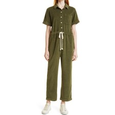 Alex Mill Benny Terry Cloth Olive Green Drawstring Jumpsuit Size XS