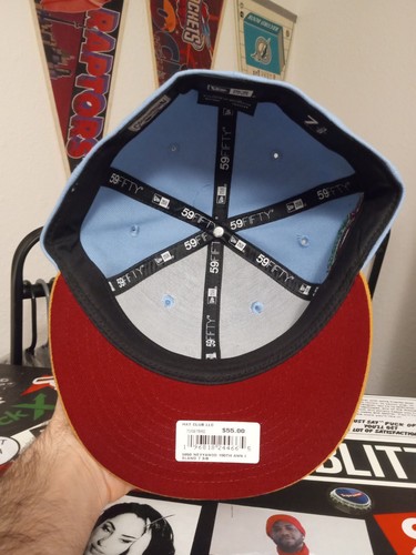 New Era 59 Fifty New York Yankees Sombrero Club Sombrero Ajustado Parche Lateral Rojo UV 7 3/8 - Imagen 7 de 8