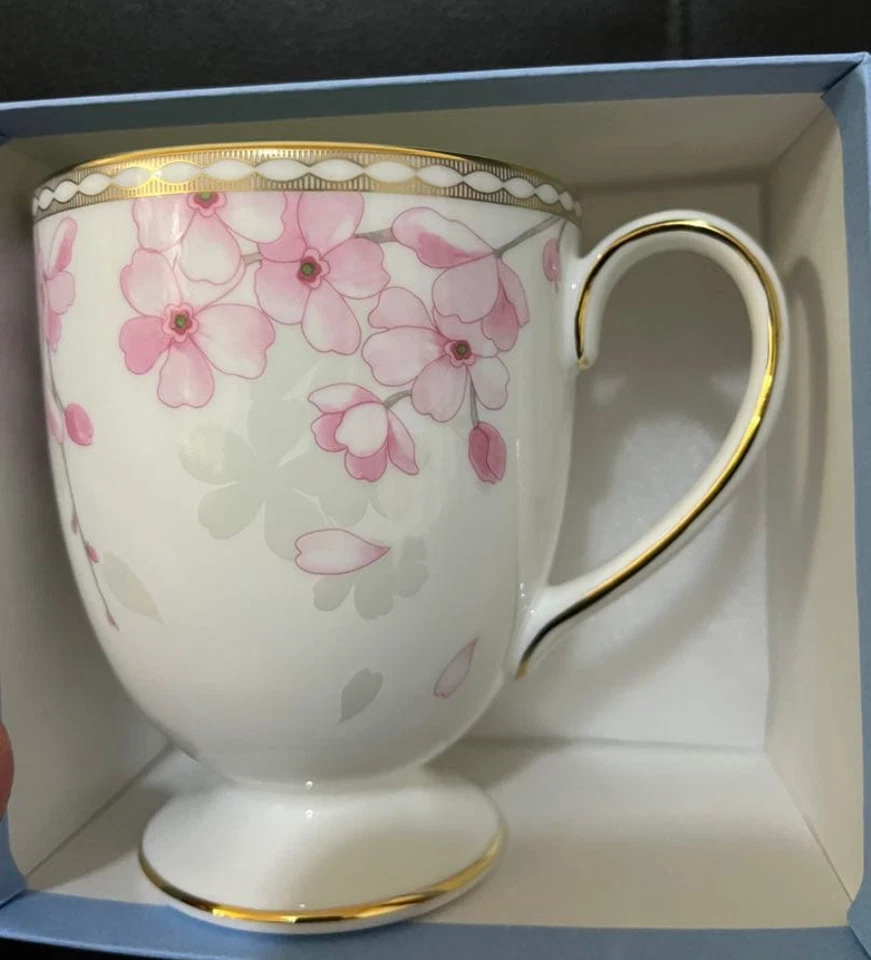 Taza taza Wedgwood Spring Blossom Lee blanca rosa flor hueso porcelana vajilla Foto 2 de 4
