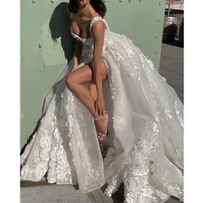Boho Wedding Dress Gorgeous Sleeveless Lace Appliques Pleats A-Line Bridal Gowns