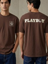 Vintage Playboy Golf Club Graphic T-Shirt Brown Cream Logo - M