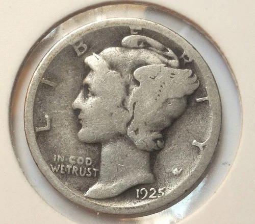 1925 S Mercury Dime circulated 90% Silver Good