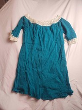 Umgee Mini Dress Womens Size 1XL Blue Lace Trim Short Sleeve Tunic Bohemian