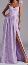 New Lilac Floral burnout prom dress sz 10 slit