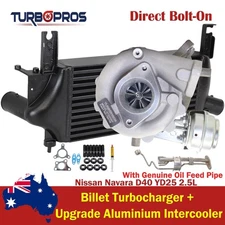 Upgrade Billet Turbo+75mm Intercooler & Hoses For Nissan Navara D40 YD25 2.5L