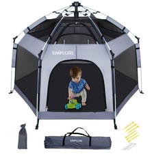 Premium Portable Pop Up Baby Playpen w/ Canopy  Bag - In/Outdoor - Safe  Light
