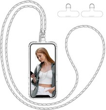 Phone Lanyard Crossbody Chain Detachable Strap With Long, Silver