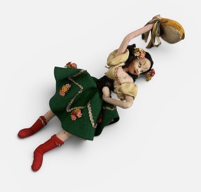 Vintage Spanish Flamenco Dancer Doll 9'' Decor Gift Tambourine Dancing