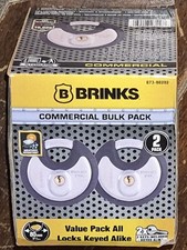 Brinks 2pk Commercial 3-1/8" Padlocks -Locks Keyed Alike- Item #673-80202