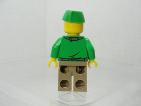 LEGO City Prisoner Minifigure with Green Cap and Striped Overalls from Set 60136