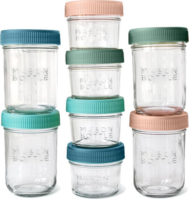 Breast Milk Storage Jars (4Oz & 8Oz, 8-Pack)   Reusable Glass Baby Food Containe