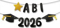 ABI 2026 Dekorations, ABI Schwarz Gold Banner,Abitur 2026 Geschenke - Abi Dekora