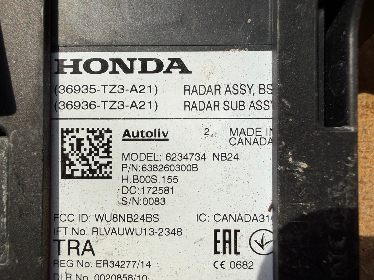 2018-2020 ACURA TLX BLIND SPOT RADAR SENSOR LH DRIVER-SIDE OEM