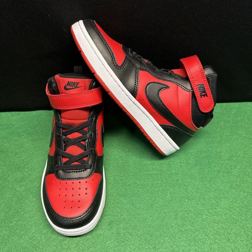 NUEVO Nike Court Borough Mid 2 Rojo/Negro Niños Zapatos Juveniles Talla 2Y CD7783-602