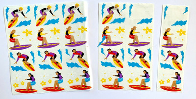 Mrs. Grossman's SURFING Surf Ocean Scrapbook Stickers 6 Strips **READ**