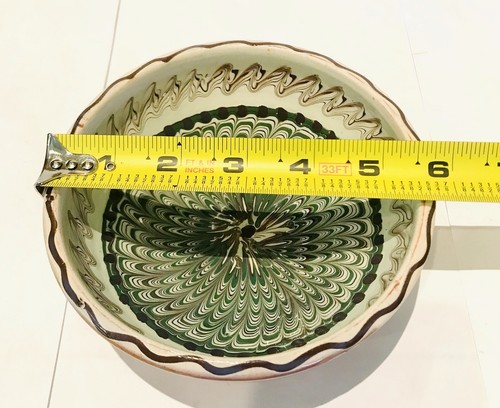 Handmade Casa De FolkLore Signed Ceramic Pottery Dish Ulmet Hill Romania Green - Picture 5 of 7