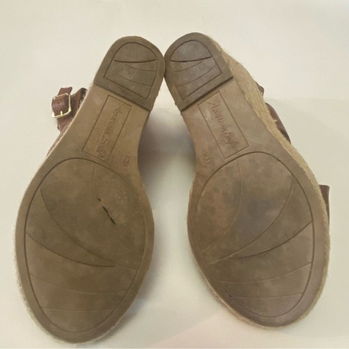 American Eagle Brown Faux Leather Rope Wedge Platform Sandals Women's Size 6 - Picture 6 of 12