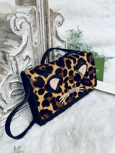 Kate Spade Run Wild Leopard Crossbody Bag Leather Haircalf Amazing Novelty NEW - Picture 7 of 10