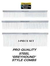 Master Grooming Tools Greyhound Style 3pc PRO SET COMB Steel Kit Pet Dog Cat*NEW