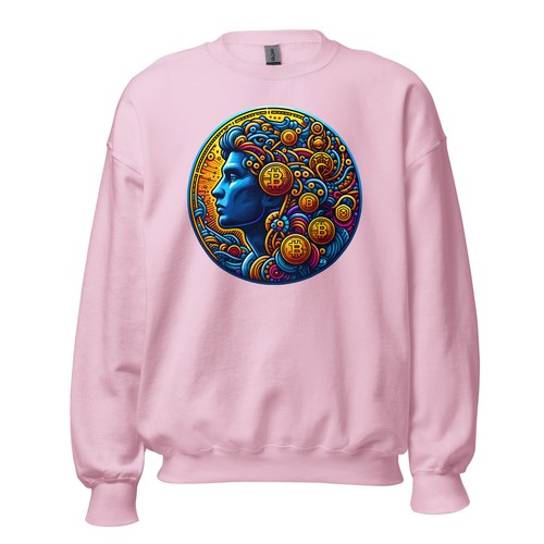 Digital Asset Bitcoin BTC Crypto Coin Token Long Sleeve Pullover Sweatshirt - Picture 6 of 7