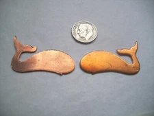 15 Pcs. Raw Copper Blanks, Stampings - SMALL WHALE SHAPE- BEACH