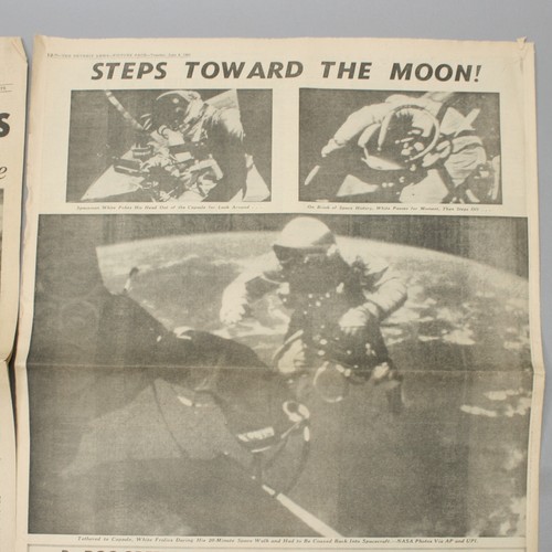 3 periódicos de prensa gratuitos de colección Space Walk Orbit Moon Landing Glenn Detroit News - Imagen 7 de 10