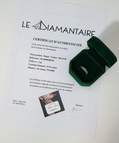 Le Diamantaire Women's 9K Gold And Diamond 0.150 Carat, 200 HSI Ring Size P - Picture 2 of 10