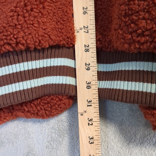 Free People Sweet Varsity Cardigan Sherpa Jacket Brandy Brown Sz Large Academia - Picture 12 of 15