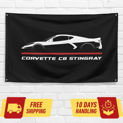 Pour Chevrolet Corvette C8 Stingray 2019-2022 Enthusiast 3x5 pieds bannière drapeau - Photo 1/1