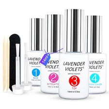 Dip Powder Liquid Set with Activator, Base Top Coat and Brush Saver 0.5Oz/Bot Na