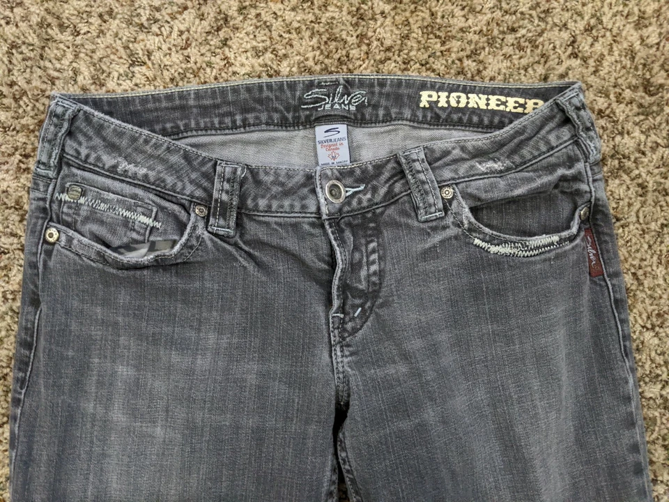 Jeans Pioneer con hebilla plateada lavado medio corte bootcut 32/29 gris real desgastado Foto 3 de 4