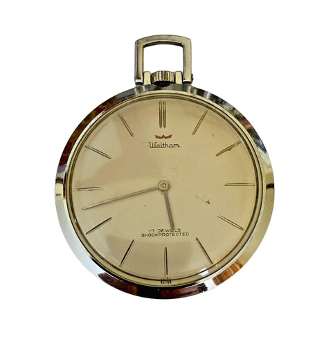 VintagePocket Watch With Gold Application by Waltham Made in Swiss