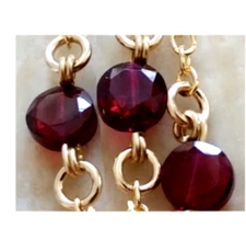 NEW RARE 14K YELLOW GOLD GARNET ANTIQUE VICTORIAN ROSE CUT STATION NECKLACE 18"