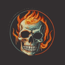 Skeleton Patch Iron-on Applique Halloween Badge Motorcycle Skull Flames Decor