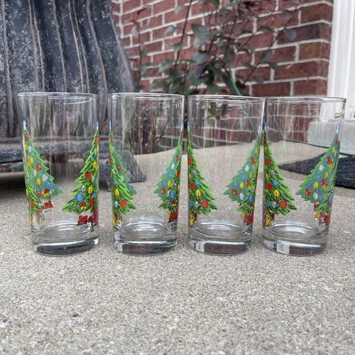 4 Vtg Christmas Tree Holiday Magic Angel Topper Glass Tumblers Action Ind. 12oz. - Picture 6 of 12