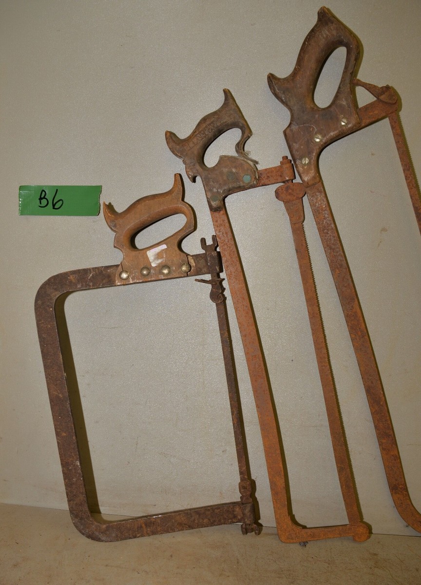 4 antique butcher shop saw bone cutting tool early meat