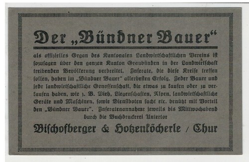 Documentazione svizzera Der Bundner Bauer 1922 - Foto 2 di 2