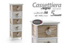 MOBILE CASSETTIERA 5 CASSETTI HOME IN LEGNO BICOLORE 26*32*98 CM EDT-793394
