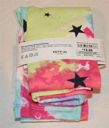 The Children's Place Girls Knit Leggings XS 4 Pink Yellow Tie Dye Stars NEW - Picture 3 of 4