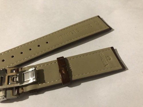 Omega Seamaster 20 mm Correa de reloj de cuero marrón con cierre de despliegue de acero inoxidable - Imagen 4 de 5