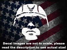 US Air Force Helmeted Face Sillohuette Cut Vinyl Decal Sticker US Seller