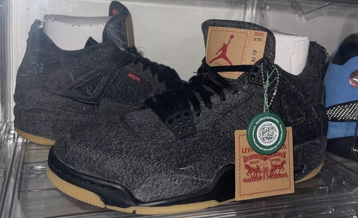 Size 10.5 - Levi's x Air Jordan 4 Retro Black Denim W/Tag